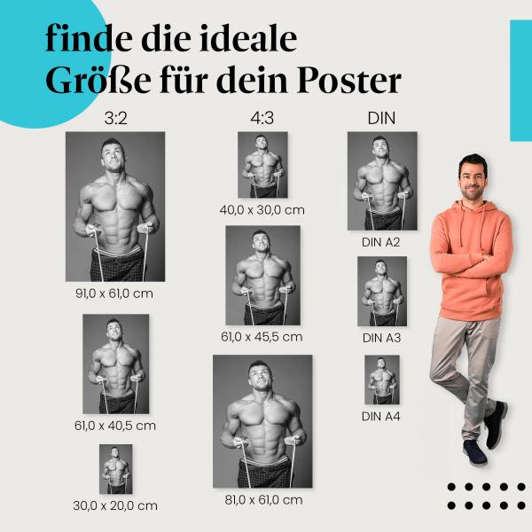 "Krafttraining" Poster: Muskulöser Mann mit Fitnessband - jetzt bestellen!